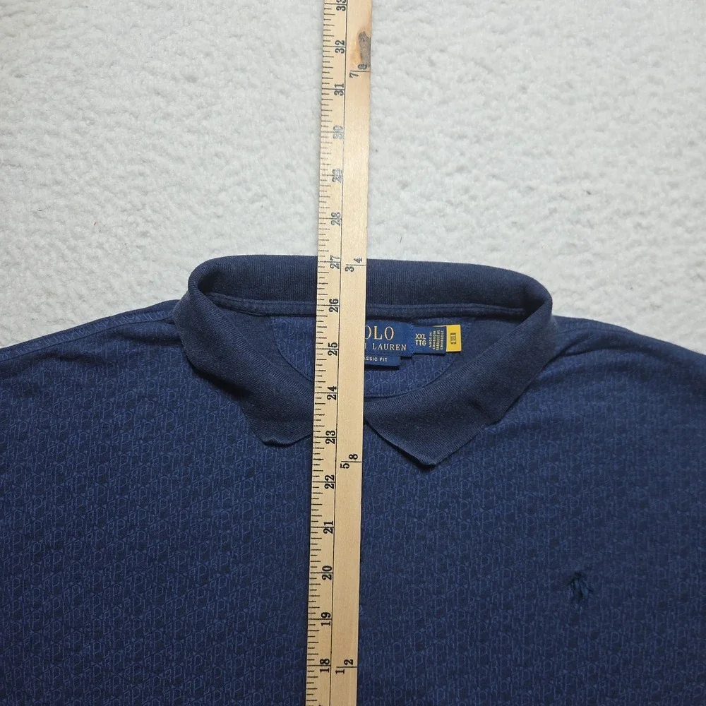 Polo Ralph Lauren Polo Shirt Men's XXL Classic Fit Blue Short Sleeve AOP